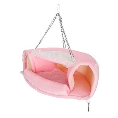 Imagem de Phefop Cama Túnel de Hamster Rosa, Ninho Pendurado de lã Macia para Animais de Estimação Pequenos Com Design Aconchegante, Ideal para Hamsters, Esquilos e Cobaias (S)