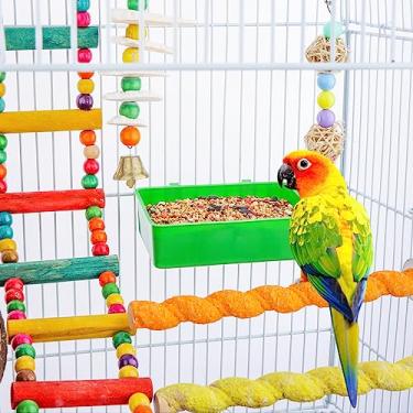 Imagem de 2 alimentadores de plástico para pássaros, copo de alimentação de sementes para aves, pombo, papagaio, periquito, gaiola de periquito