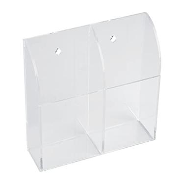 Imagem de Suporte de controle remoto de acrílico para parede, caixa de armazenamento transparente de duas grades com parafusos para TV, celular e ar condicionado