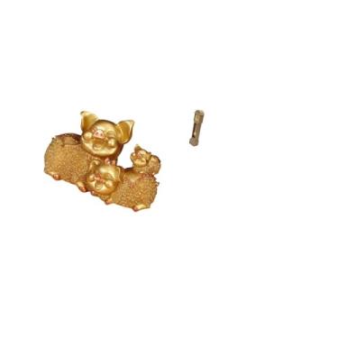 Imagem de Fenteer Escultura de Porco Da Sorte, Estátua de Animal Moderna, Arte em Resina para Estante de Entrada, Peça Central com Relógio de Pêndulo em Miniatura, Mode