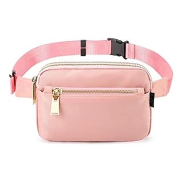 Imagem de Pochetes transversais com alça ajustável – bolsas de cintura modernas para treino, corrida, viagens, rosa, Large