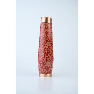 Imagem de Attro - Série ORRA-FLORAL - Aarogyam Back To the Roots -1000 ml (1L)-Garrafa de água de cobre sem juntas (vermelho floral)