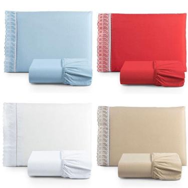Imagem de Kit Jogo De Cama Lençol Lese Solteiro 2 Peças Com 4 Un. Cores 1 - 100% Algodão