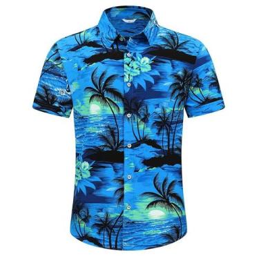 Imagem de Camisa Herbtens Azul Havaiano Tropical Floral Casual - Hrbtens