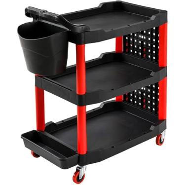 Imagem de Carrinho De Ferramentas De Detalhamento Profissional, Organizador De Carrinho De Ferramentas De Detalhe Utilitário Rollig, Carrinho De Serviço De Carrinho De Detalhe De Lavag, Red, Style 2