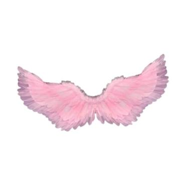 Imagem de Dynwave Asa de anjo de penas, leve, fofo, fantasia para baile de máscaras, casamento, Rosa