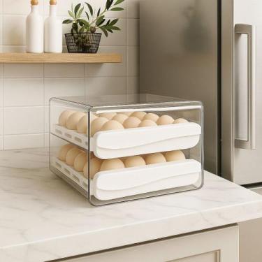 Imagem de Organizador Suporte Gaveteiro Duplo Porta 32 Ovos de Plástico Clink, B