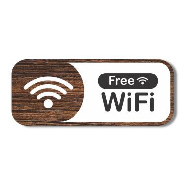 Imagem de Placa De Sinalização Aviso Wifi Free 25x10 Cm