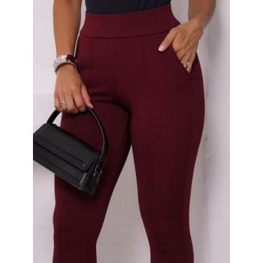 Imagem de Calça Feminina Montaria Skinny Malha Crepe Bolsos Elegante Casual - Lo