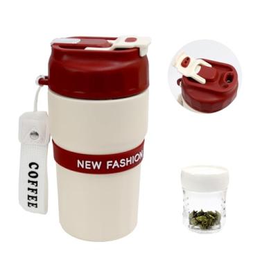 Imagem de Copo magnético para infusor de chá com filtro destacável, garrafa de água de aço inoxidável isolada de 473 g/480 ml para chá de folhas soltas, chá gelado, café, preparação de um toque, presente para