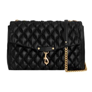 Imagem de Rebecca Minkoff Bolsa de ombro Bliss, bolsa feminina de couro com silhueta moderna, preta