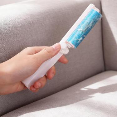 Imagem de Rolo de fiapos dobrável portátil, removedor de pelos lavável reutilizável, rolo compacto para tapetes, roupas, sofá e limpeza de viagens