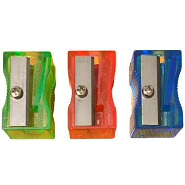 Imagem de Apontador de lápis manual para crianças, estudantes, casa, escritório, conjunto de 3 cores variadas