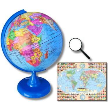 Imagem de Globo Terrestre Político Studio Azul 30cm Diâmetro Com Mapa Mundi Giga
