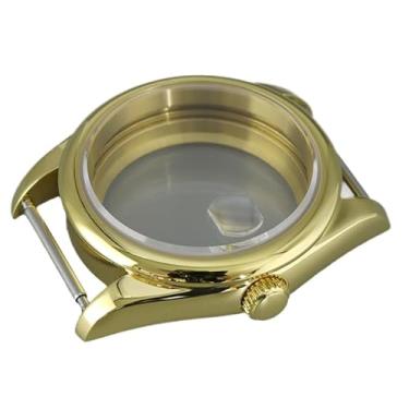 Imagem de FEIYASHI 36/39 mm 316L aço inoxidável ouro caixa de relógio mecânico vidro safira para NH35 34 36 38 movimento Miyota8215, Tampa inferior de vidro 5, 39mm+Miyota8215 8205 Movement, Caixa de relógio de