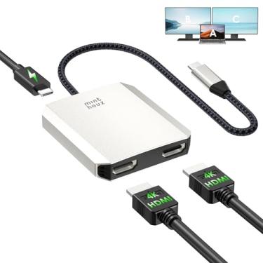 Imagem de Minthouz Divisor USB C para HDMI, adaptador HDMI duplo 4K @60hz com PD de 95W, hub C 3 em 1USB, USB-C para HDMI 2.0 para MacBook/Chromebook Pixel/Lenovo/Surface/Dell (MST somente para Windows)