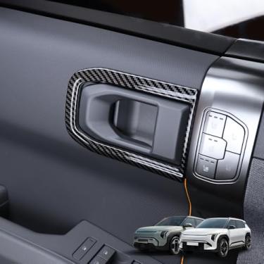 Imagem de Cnaurda Capa de maçaneta de porta interior de carro, acabamento de tampa de tigela de porta, proteção de uivo de porta interna compatível com Kia EV3 2024-2025 acessórios interiores 4 peças (carbono)