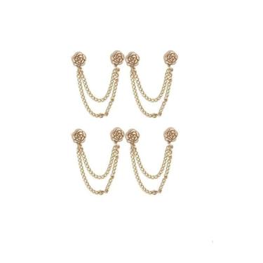 Imagem de Pacote com 4 fechos de botão de camiseta camélia, incluindo mangas curtas, botões ajustáveis e fechos de bainha longos, pinos de encurtamento, fixação de vestuário, botões decorativos, clipes duráveis