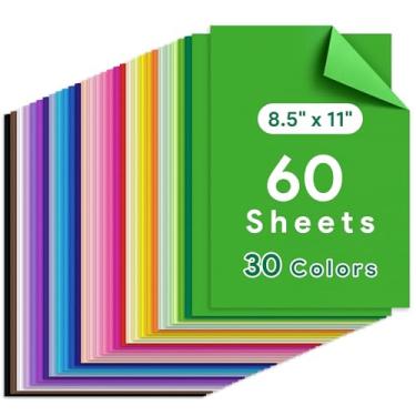 Imagem de 60 folhas de cartolina colorida, 30 cores sortidas, papel de construção, 230 g/m², papel de construção, cartolina 230 g/m², para artesanato DIY, scrapbooking, confecção de cartões de Natal