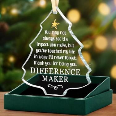 Imagem de Thank You Teacher Gifts, Appreciation Mentor, Nurse, Boss, Coworker, Difference Maker Enfeite de vidro de árvore de Natal para professores de fim de ano/escola, Natal, formatura, dia dos namorados ou