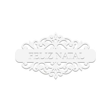Imagem de Placa Feliz Natal Com Arabesco 30cmx17cm - Cria Arte Laser Branco