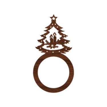 Imagem de Porta Guardanapo árvore De Natal Kit Com 4 Peças 4,5cmx8,5cm - Cria Arte Laser Madeira Escuro