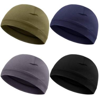 Imagem de Boné Syhood, 4 peças de gorro de caveira de algodão, chapéus multicolo