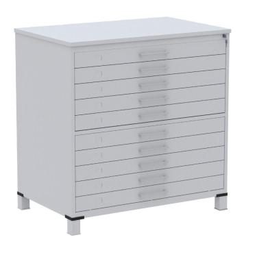 Imagem de Mapoteca 10 Gavetas Pandin 120 Cm (larg) Inmetro Tampo Mdp Cinza Estrutura E Gavetas Em Aço Cinza