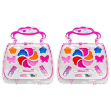 Imagem de 2 Maletinhas de Maquiagem Infantil Estojo 15pçs Maquiar de Verdade Presente Meninas