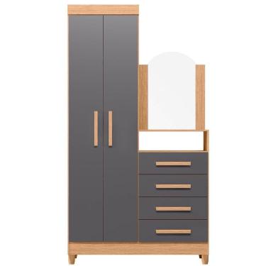 Imagem de Guarda-roupa Solteiro Com Cômoda Capri 2 Portas Freijó/titanium