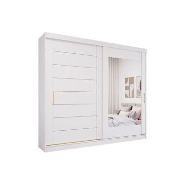 Imagem de Guarda Roupa 2 Portas De Correr (1 C- Espelho) E 8 Gavetas Florença Branco - Panan