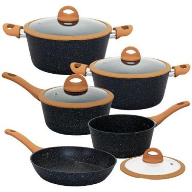 Imagem de Conjunto de Panelas Revestimento Cerâmica Viena Preto 5 Peças 4,5mm - 