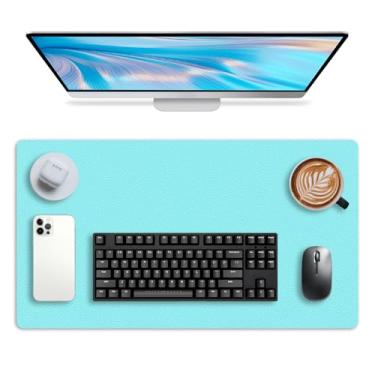 Imagem de Protetor de mesa de couro, tapete de escritório, tapete de mouse grande, borrão de couro PU antiderrapante, almofada de mesa para laptop, impermeável, tapete de teclado de mesa para escritório