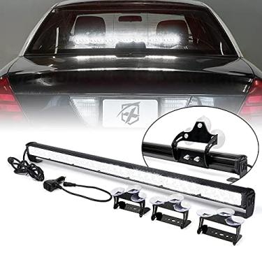 Imagem de Xprite Barra de luz de aviso estroboscópica LED branca de 80 cm, 13 padrões intermitentes com suporte de ventosa para veículos de emergência, caminhões, SUV, quadriciclos