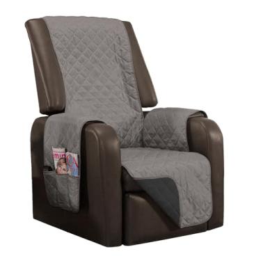 Imagem de Capa de Poltrona 1 Lugar Manu Matelada Dupla Face Protetora para Sofá Individual. (Cinza-Preto)