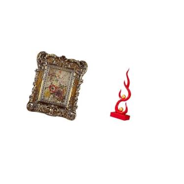 Imagem de Fenteer Moldura Floral E Escultura Abstrata de Fogo em Resina para Decoração de Mesa, Parede, Escritório, Casa, Casamento E Decoração de Presentes Modernos