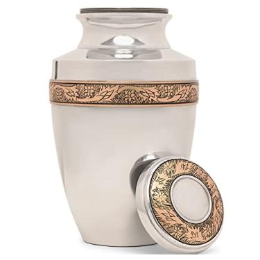 Imagem de Eternal Harmony Urna Grande Para Cinzas, Cinzas De Cremação Homens E Mulheres Adultos, Com Acabamento Elegante, Saco Veludo Lacre Seguro, Funeral Até 90 Kg, 18 Cm X 28 (Prata)