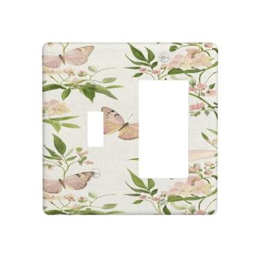 Imagem de Nadoabtm Capas de tomada borboleta floral vintage 1 interruptor 1 conjunto de balancim placa de parede elétrica decorativa para interruptor de luz para decoração de cabine de quarto