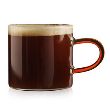 Imagem de EPOTRDCV Caneca de café com alça colorida, xícara de chá, café, chá gelado, 100 ml, vidro transparente, muito adequada para casa, escritório e cozinha