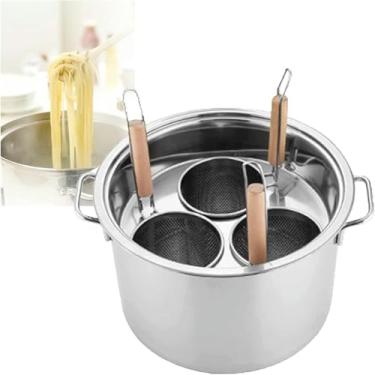 Imagem de Conjunto de panelas de macarrão comercial, panela de macarrão multifuncional com divisória e coador, panela de aço inoxidável para cozinha doméstica, restaurante, panela comercial