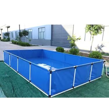 Imagem de JYXYXSCP Lago de piscina de aquário com painel de visualização transparente e válvula de drenagem, tela de PVC com moldura de aço para exibição de tanque (150 * 100 * 50 cm)