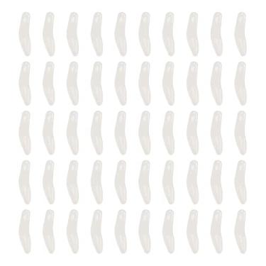 Imagem de 50 pçs mini espátula de creme cosmético em forma curva reutilizável aplicador de creme para os olhos para cola de unhas ferramentas de beleza de plástico branco para salão de