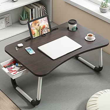 Imagem de Mesa de mesa para laptop, mesa dobrável na cama, bandeja de cama portátil para laptop, mesa de colo com suporte de copo para escrita/leitura, perfeita para laptops de 11 a 17 polegadas, preto (preto)