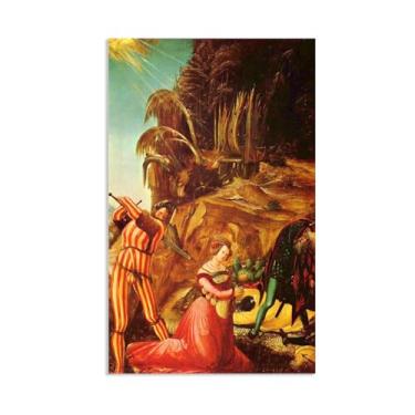 Imagem de Pôster de parede Albrecht Altdorfer decapitação de Santa Catarina Giclee impressões em tela Albrecht Altdorfer decoração de parede para sala de estar quarto banheiro decoração de casa 60 x 95 cm (24 x