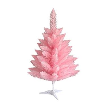 Imagem de Árvore de Natal premium rosa inclui bola automática e suporte artificial sem iluminação, árvore de Natal com dobradiça interna para Natal, árvore de Natal falsa de 1,2 m (Cor: A 60 cm)