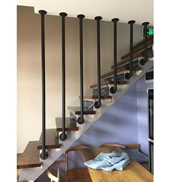 Imagem de FZZIBQYR Trilhos de escada para barra de apoio de metal interno/externo de ferro forjado corrimão de escada de escada suporte de parede trilhos de transição