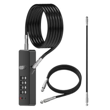 Imagem de Cabo de segurança com trava | Cabos de bloqueio, acessórios de ciclismo, corrente de combinação de 4 dígitos para capacete, armário, cerca, bagagem, academia, armário