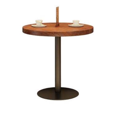 Imagem de JYXYXSCP Mesa de centro redonda de madeira de 60 cm, mesa lateral redonda moderna, base de metal, mini mesa de café, para sala de jantar, 60 cm (70 cm)