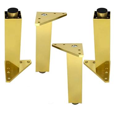 Imagem de IIPOSAQQ 4 pacotes de vários tamanhos de liga de alumínio pés ajustáveis pernas armário mesa mesa pernas de metal - tapete de plástico - seguro e silencioso - altura ajustável (0-15 mm) (estilo reto