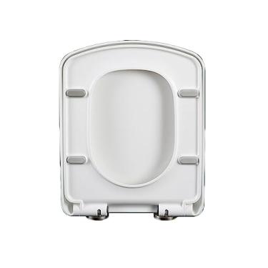 Imagem de Assento de vaso sanitário, assento de vaso sanitário macio fechamento lento quadrado assento de vaso sanitário quadrado fechamento lento liberação rápida dobradiças ajustáveis, assento de vaso